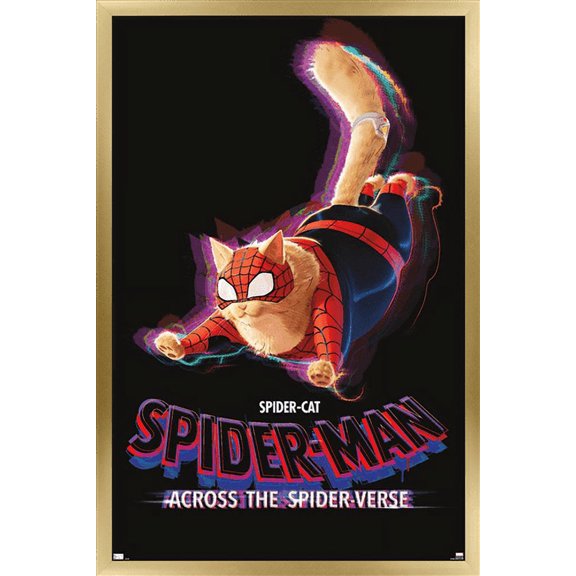 Marvel Spider-Man: Across The Spider-Verse - Spider-Cat One Sheet Wall Poster, 14.725" x 22.375" Framed