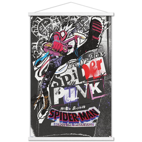 Marvel Spider-Man: Across The Spider-Verse - Spider-Punk One Sheet Wall Poster with Magnetic Frame, 22.375" x 34"