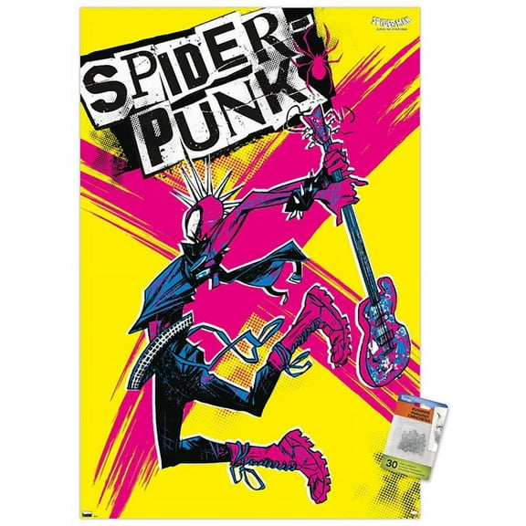 Marvel Spider-Man: Across The Spider-Verse - Spider-Punk Wall Poster with Push Pins, 22.375" x 34"