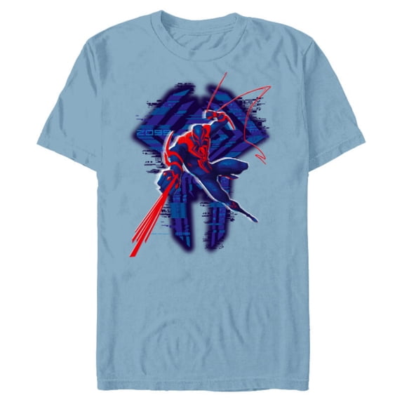 Marvel Spider-Man: Across the Spider-Verse 2099 Glitch - Short Sleeve Blended T-Shirt for Adults - Customized-Ocean Blue