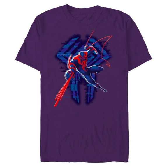 Marvel Spider-Man: Across the Spider-Verse 2099 Glitch - Short Sleeve Blended T-Shirt for Adults - Customized-Purple