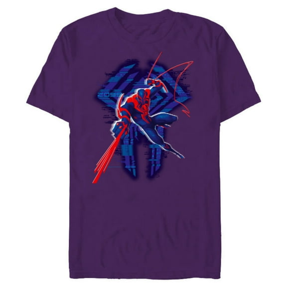 Marvel Spider-Man: Across the Spider-Verse 2099 Glitch - Short Sleeve Blended T-Shirt for Adults - Customized-Purple