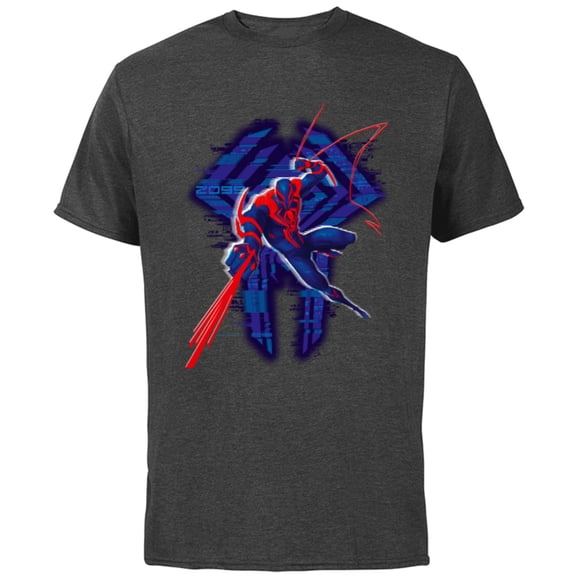 Marvel Spider-Man: Across the Spider-Verse 2099 Glitch - Short Sleeve Cotton T-Shirt for Adults - Customized-Charcoal