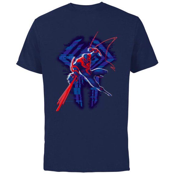 Marvel Spider-Man: Across the Spider-Verse 2099 Glitch - Short Sleeve Cotton T-Shirt for Adults - Customized-Navy