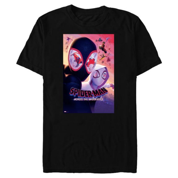 Marvel Spider-Man: Across the Spider-Verse Eye Reflections - Short Sleeve Blended T-Shirt for Adults - Customized-Black