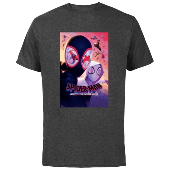 Marvel Spider-Man: Across the Spider-Verse Eye Reflections - Short Sleeve Cotton T-Shirt for Adults - Customized-Charcoal Heather