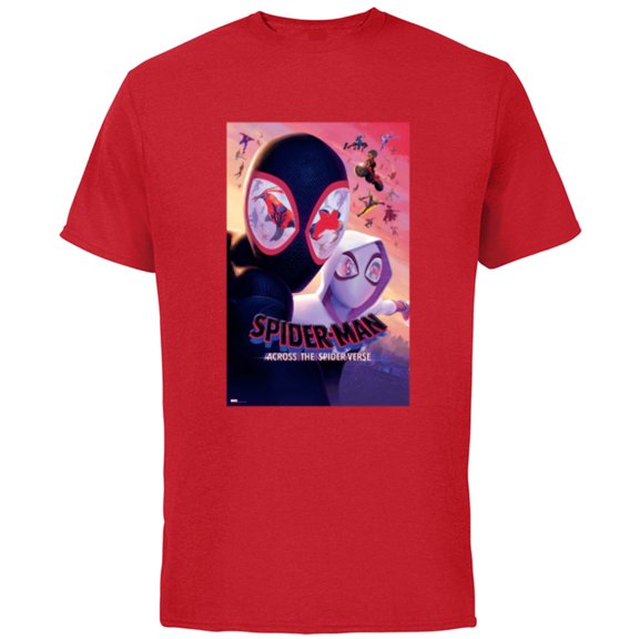 Marvel Spider-Man: Across the Spider-Verse Eye Reflections - Short Sleeve Cotton T-Shirt for Adults - Customized-Red