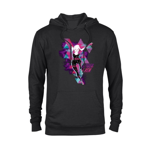 Marvel Spider-Man: Across the Spider-Verse Gwen Glitch - Pullover Hoodie for Adults - Customized-Black