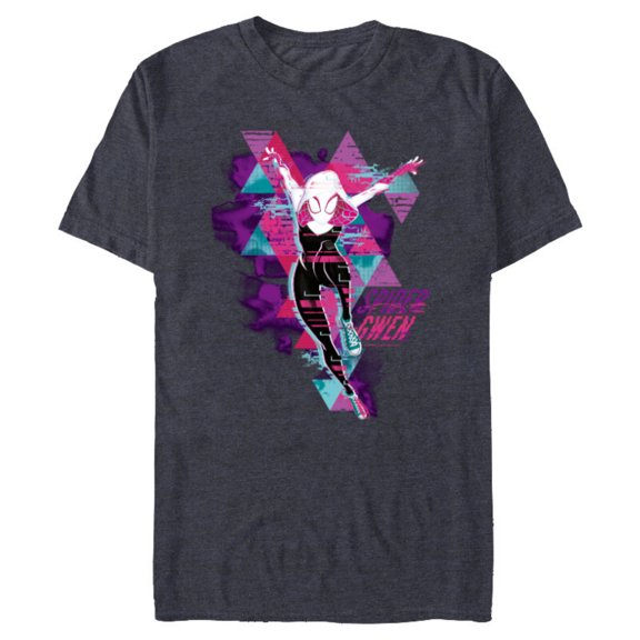 Marvel Spider-Man: Across the Spider-Verse Gwen Glitch - Short Sleeve Blended T-Shirt for Adults - Customized-Navy Heather