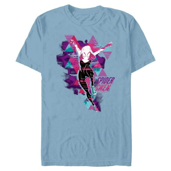 Marvel Spider-Man: Across the Spider-Verse Gwen Glitch - Short Sleeve Blended T-Shirt for Adults - Customized-Ocean Blue