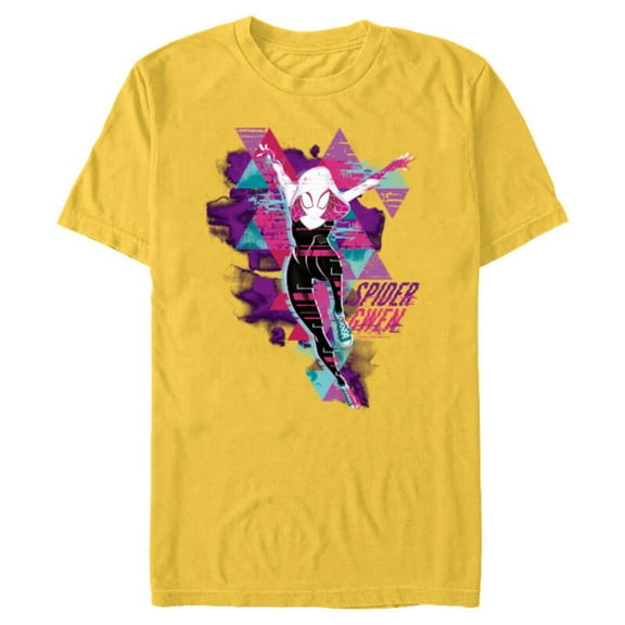 Marvel Spider-Man: Across the Spider-Verse Gwen Glitch - Short Sleeve Blended T-Shirt for Adults - Customized-Yellow