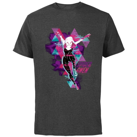 Marvel Spider-Man: Across the Spider-Verse Gwen Glitch - Short Sleeve Cotton T-Shirt for Adults - Customized-Charcoal