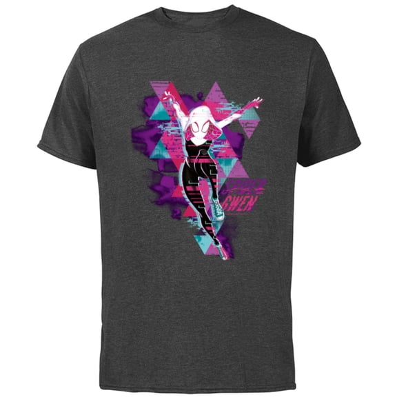 Marvel Spider-Man: Across the Spider-Verse Gwen Glitch - Short Sleeve Cotton T-Shirt for Adults - Customized-Charcoal