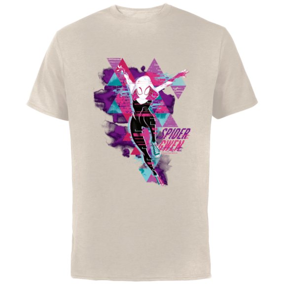 Marvel Spider-Man: Across the Spider-Verse Gwen Glitch - Short Sleeve Cotton T-Shirt for Adults - Customized-Natural