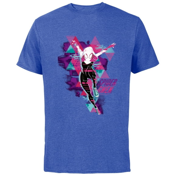 Marvel Spider-Man: Across the Spider-Verse Gwen Glitch - Short Sleeve Cotton T-Shirt for Adults - Customized-Royal Heather