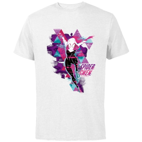 Marvel Spider-Man: Across the Spider-Verse Gwen Glitch - Short Sleeve Cotton T-Shirt for Adults - Customized-White