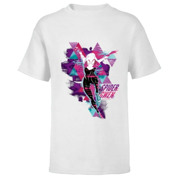Marvel Spider-Man: Across the Spider-Verse Gwen Glitch - Short Sleeve T-Shirt for Kids - Customized-White