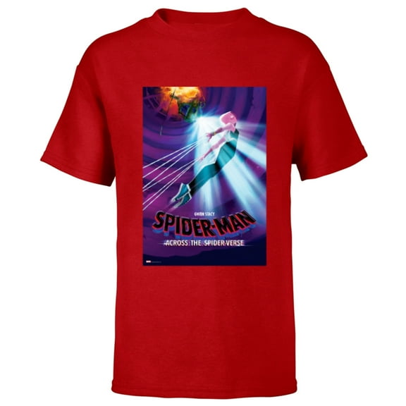 Marvel Spider-Man: Across the Spider-Verse Gwen Stacy Poster - Short Sleeve T-Shirt for Kids - Customized-Red
