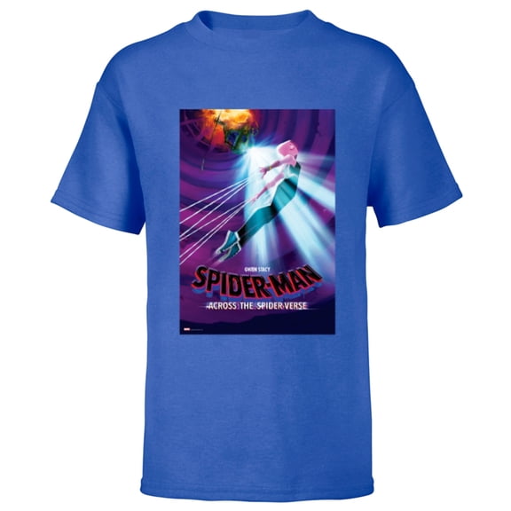 Marvel Spider-Man: Across the Spider-Verse Gwen Stacy Poster - Short Sleeve T-Shirt for Kids - Customized-Royal