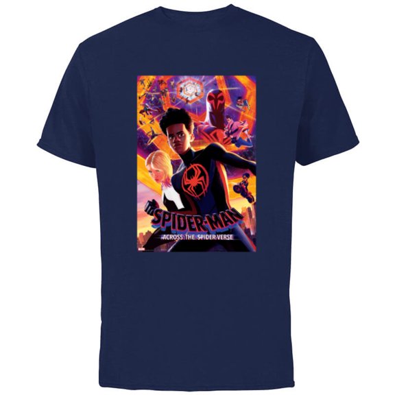 Marvel Spider-Man: Across the Spider-Verse Infinite Spiders - Short Sleeve Cotton T-Shirt for Adults - Customized-Navy