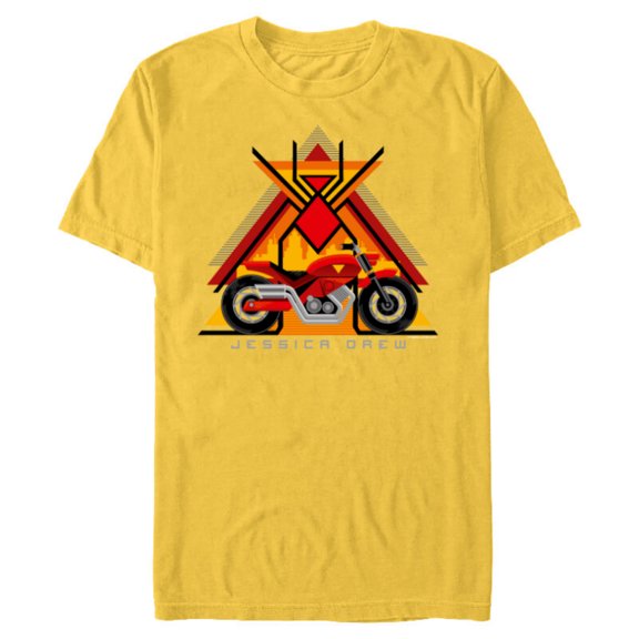Marvel Spider-Man: Across the Spider-Verse Jessica Drew Bike - Short Sleeve Blended T-Shirt for Adults - Customized-Yellow