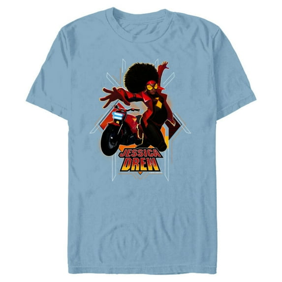 Marvel Spider-Man: Across the Spider-Verse Jessica Drew Jump - Short Sleeve Blended T-Shirt for Adults - Customized-Ocean Blue