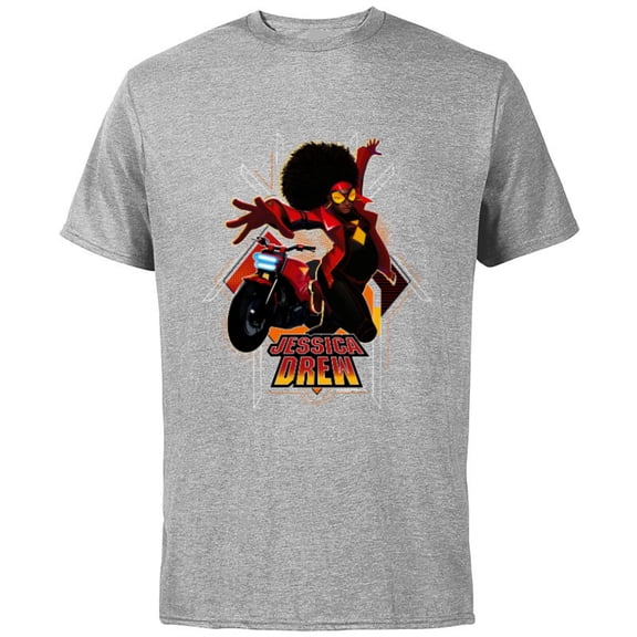 Marvel Spider-Man: Across the Spider-Verse Jessica Drew Jump - Short Sleeve Cotton T-Shirt for Adults - Customized-Athletic Heather