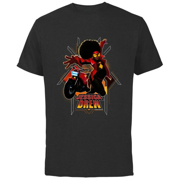 Marvel Spider-Man: Across the Spider-Verse Jessica Drew Jump - Short Sleeve Cotton T-Shirt for Adults - Customized-Black