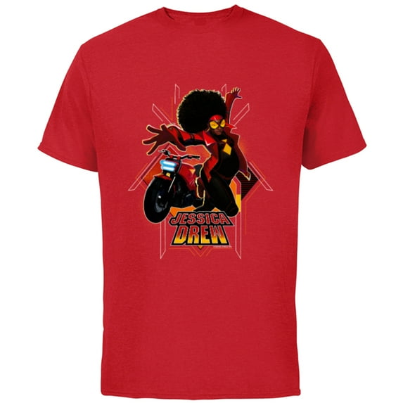 Marvel Spider-Man: Across the Spider-Verse Jessica Drew Jump - Short Sleeve Cotton T-Shirt for Adults - Customized-Red
