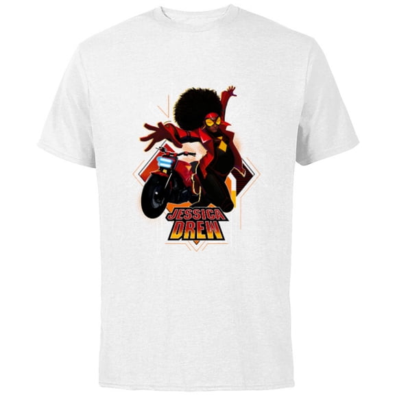 Marvel Spider-Man: Across the Spider-Verse Jessica Drew Jump - Short Sleeve Cotton T-Shirt for Adults - Customized-White