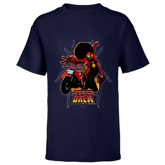 Marvel Spider-Man: Across the Spider-Verse Jessica Drew Jump - Short Sleeve T-Shirt for Kids - Customized-Navy