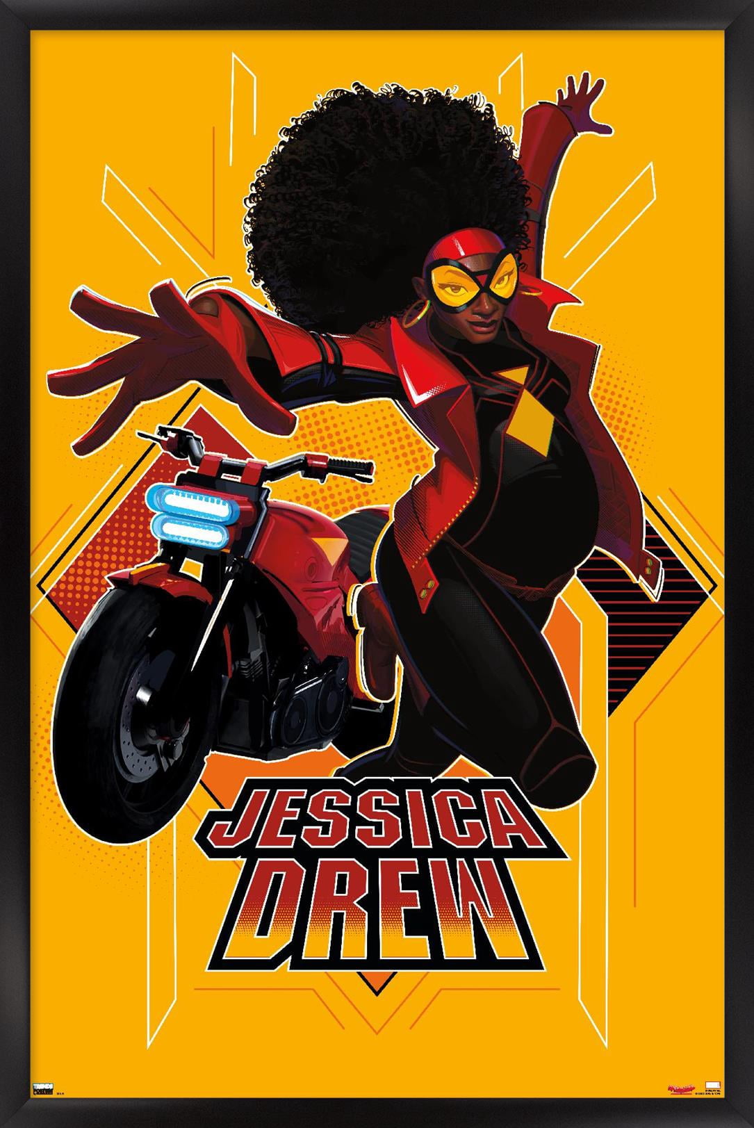 Marvel Spider-Man: Across the Spider-Verse - Jessica Drew Wall Poster, 14.725" x 22.375" Framed