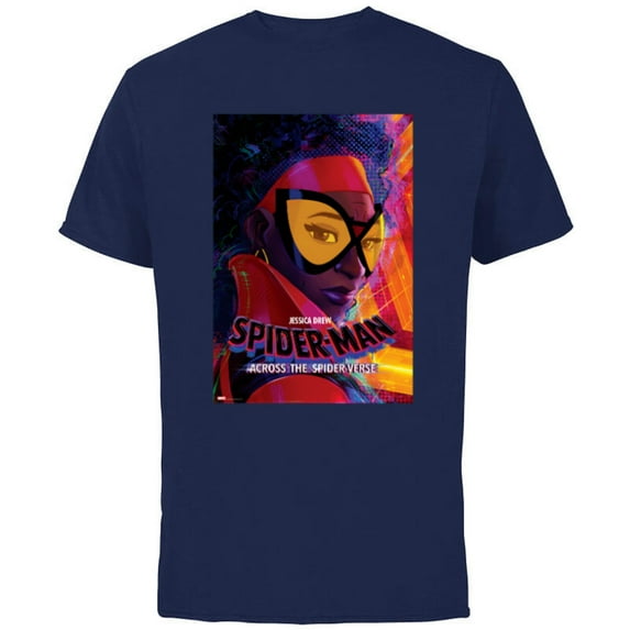 Marvel Spider-Man: Across the Spider-Verse Jessica Poster - Short Sleeve Cotton T-Shirt for Adults - Customized-Navy