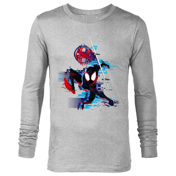 Marvel Spider-Man: Across the Spider-Verse Miles Glitch - Long Sleeve T-Shirt for Men - Customized-Athletic Heather