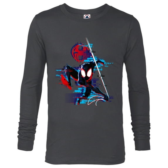 Marvel Spider-Man: Across the Spider-Verse Miles Glitch - Long Sleeve T-Shirt for Men - Customized-Charcoal Heather