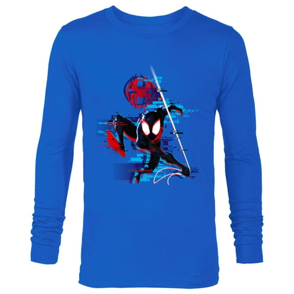 Marvel Spider-Man: Across the Spider-Verse Miles Glitch - Long Sleeve T-Shirt for Men - Customized-Navy