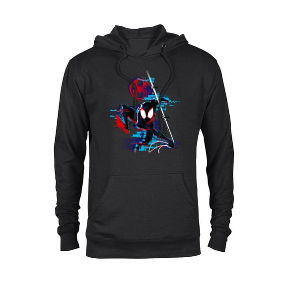 Marvel Spider-Man: Across the Spider-Verse Miles Glitch - Pullover Hoodie for Adults - Customized-Black