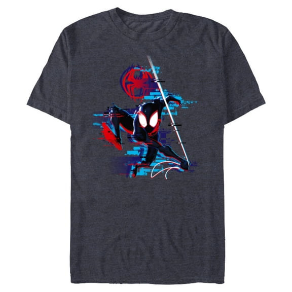 Marvel Spider-Man: Across the Spider-Verse Miles Glitch - Short Sleeve Blended T-Shirt for Adults - Customized-Navy Heather