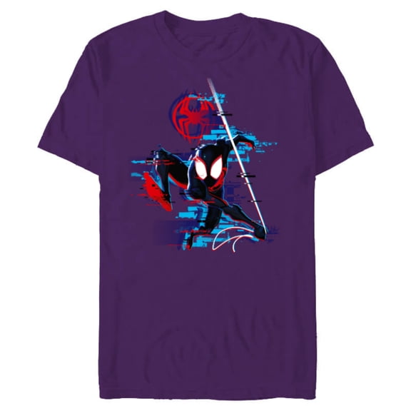 Marvel Spider-Man: Across the Spider-Verse Miles Glitch - Short Sleeve Blended T-Shirt for Adults - Customized-Purple