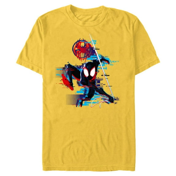 Marvel Spider-Man: Across the Spider-Verse Miles Glitch - Short Sleeve Blended T-Shirt for Adults - Customized-Yellow