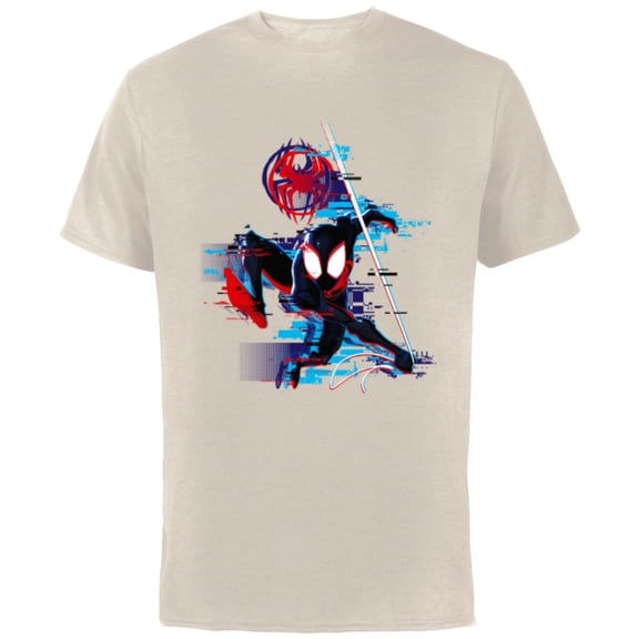 Marvel Spider-Man: Across the Spider-Verse Miles Glitch - Short Sleeve Cotton T-Shirt for Adults - Customized-Natural