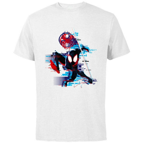 Marvel Spider-Man: Across the Spider-Verse Miles Glitch - Short Sleeve Cotton T-Shirt for Adults - Customized-White