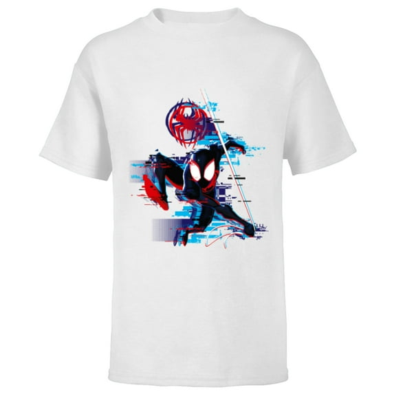 Marvel Spider-Man: Across the Spider-Verse Miles Glitch - Short Sleeve T-Shirt for Kids - Customized-White
