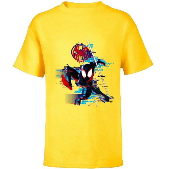 Marvel Spider-Man: Across the Spider-Verse Miles Glitch - Short Sleeve T-Shirt for Kids - Customized-Yellow