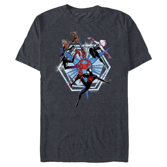 Marvel Spider-Man: Across the Spider-Verse Miles Gwen Hobie - Short Sleeve Blended T-Shirt for Adults - Customized-Navy Heather