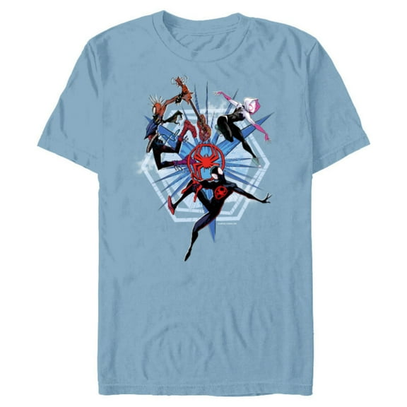 Marvel Spider-Man: Across the Spider-Verse Miles Gwen Hobie - Short Sleeve Blended T-Shirt for Adults - Customized-Ocean Blue