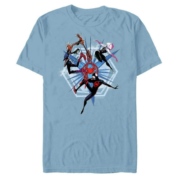 Marvel Spider-Man: Across the Spider-Verse Miles Gwen Hobie - Short Sleeve Blended T-Shirt for Adults - Customized-Ocean Blue