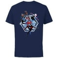 thumbnail image 1 of Marvel Spider-Man: Across the Spider-Verse Miles Gwen Hobie - Short Sleeve Cotton T-Shirt for Adults - Customized-Navy, 1 of 5