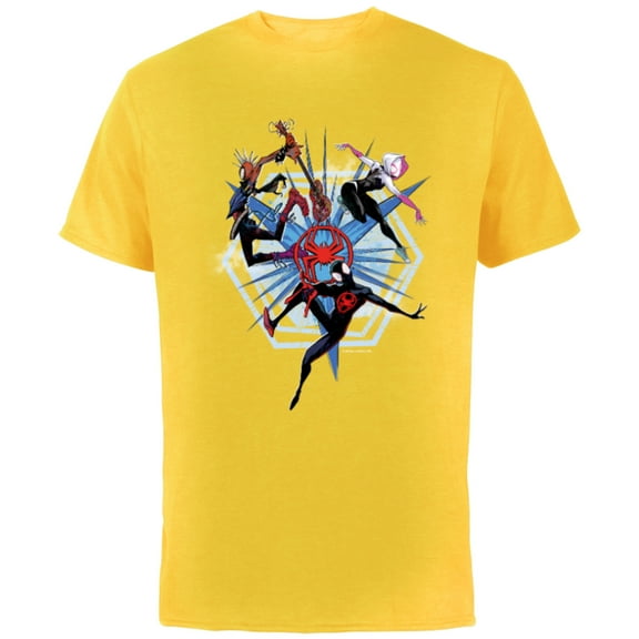 Marvel Spider-Man: Across the Spider-Verse Miles Gwen Hobie - Short Sleeve Cotton T-Shirt for Adults - Customized-Yellow