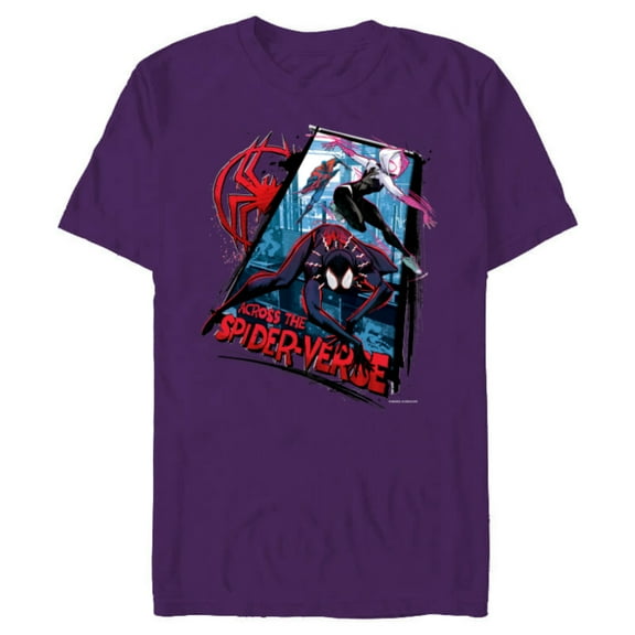 Marvel Spider-Man: Across the Spider-Verse Miles Gwen Miguel - Short Sleeve Blended T-Shirt for Adults - Customized-Purple